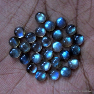 5 AAA Labradorite Cabochons: 6mm Round Gray Gemstones
