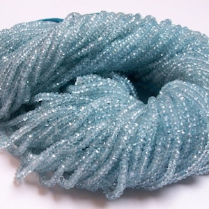 3.5mm Swiss Blue Topaz Beads Faceted Rondelles, 3.5mm Rondelle Beads Swiss Blue Topaz, Blue Topaz Beads, Faceted Rondelle Beads
