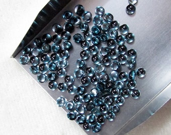 10 AAA London Blue Topaz Cabochons: 3.5mm Round Gemstones