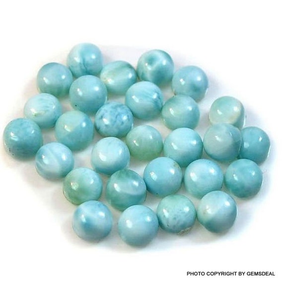 AAA Larimar Cabochons: 4mm Round Blue Gemstone (10 Pieces)