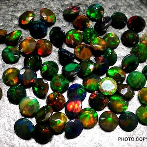 10 pieces 5mm Black OPAL Faceted Round Loose Gemstone, AAA+ quality have lots of gorgeous, Ethiopian Black Opal Round Faceted Loose Gemstone