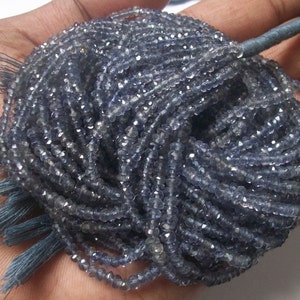 3 Strand 3mm Iolite Faceted Rondelle Beads Gemstone, Iolite Faceted Beads rondelle, 13 Inch Iolite Rondelle Beads Faceted gemstone