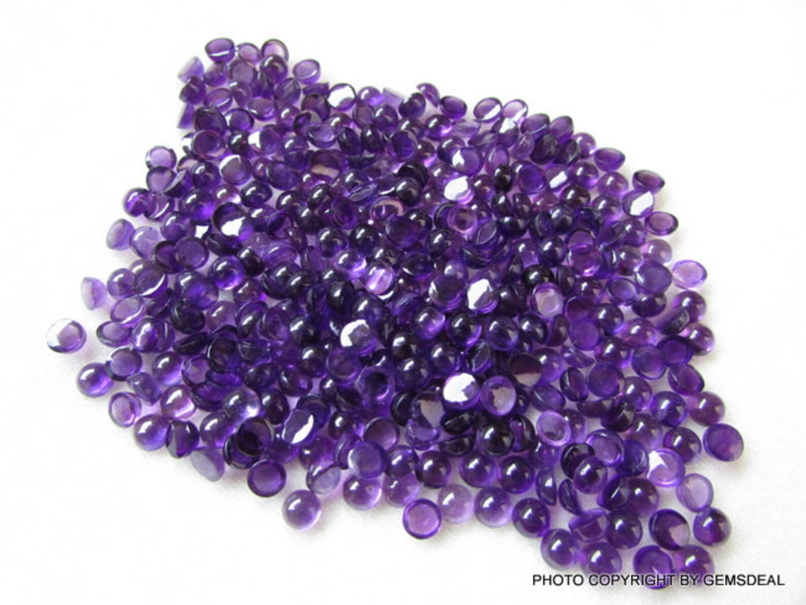 thumbnail image 2 of Natural Amethyst Cabochon Loose Gemstone Lot – Round 3mm To 20mm, Eye Clean, Purple, Made In India 2 of 6