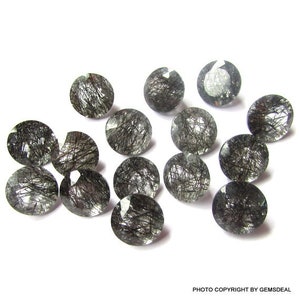 1 piece 7mm Or 8mm Black Rutilated Faceted Round Gemstone, BLACK RUTILATED Round faceted Loose Gemstone, Black Rutile Faceted Round Gemstone