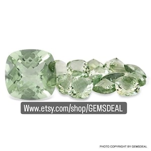 8mm Green Amethyst (Prasiolite) Faceted Cushion Checker board Faceted Gemstone, Green Amethyst Cushion Checker Gemstone, Green Amethyst Gems