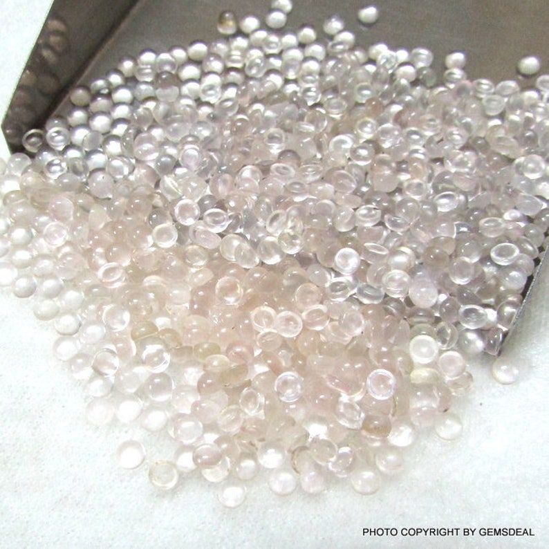 beautiful baby pink color.. Natural ROSE QUARTZ Round Cabochon have lots of gorgeous.... 50 Pieces 3mm Rose Quartz Cabochon Round Gemstone