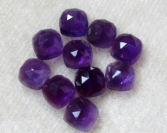 1 pieces 9mm Amethyst Rosecut Cushion Gemstone, Amethyst Cushion Rosecut Faceted Gemstone, Amethyst Rose Cut Cushion Faceted Flat Gemstone