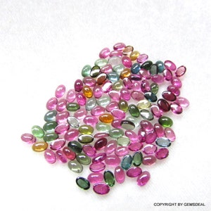 10 pieces 3x5mm Multi Tourmaline Cabochon Oval Gemstone, Multi Color Tourmaline Oval cabochon Gemstone, beautiful Multi color Tourmaline