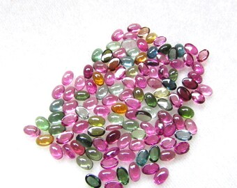 10 AAA Multi Tourmaline Cabochons: Oval Gemstones (3x5mm)