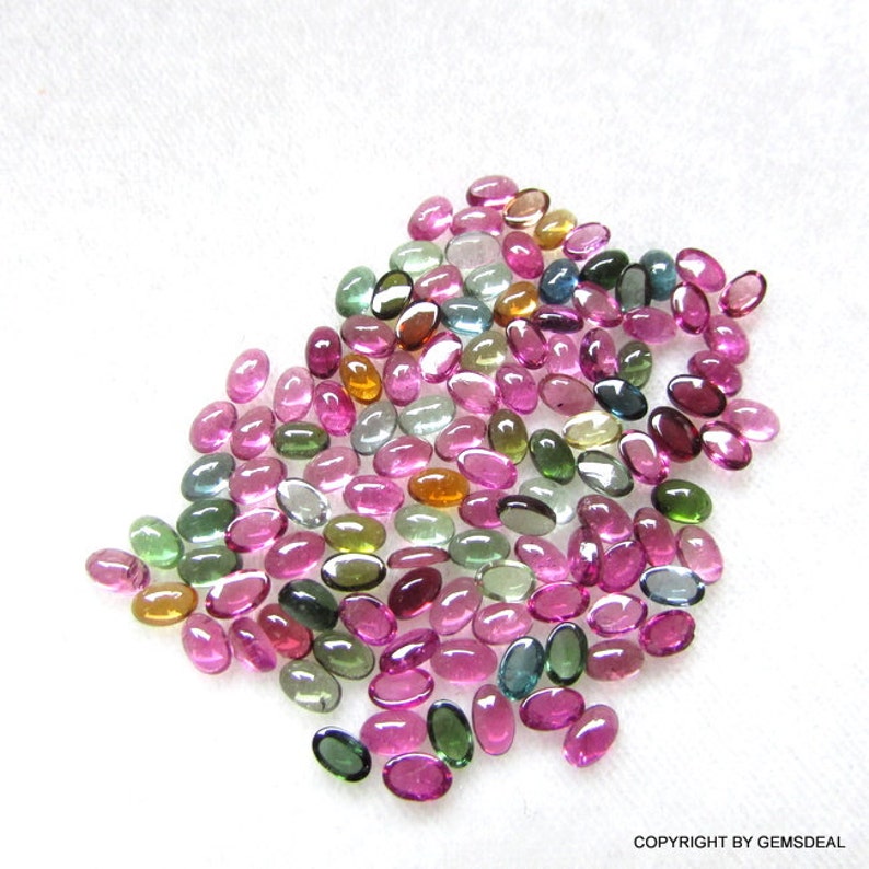 10 pieces 3x5mm Multi Tourmaline Cabochon Oval Gemstone, Multi Color Tourmaline Oval cabochon Gemstone, beautiful Multi color Tourmaline