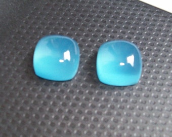2 pieces Pair 8mm BLUE Chalcedony Cushion Cabochon gorgeous..... AAA quality beautiful blue color, Blue Chalcedony Cabochon Cushion Gemstone