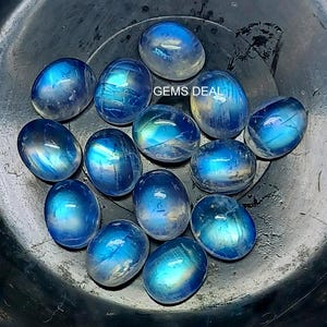10 pieces 7x9mm Rainbow Moonstone Cabochon Oval Gemstone, Rainbow Moonstone Oval Cabochon Gemstone, Rainbow Moonstone Cabochon Oval Gemstone