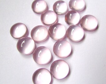5 AAA Rose Quartz Cabochons: 9mm Round Baby Pink Gemstones