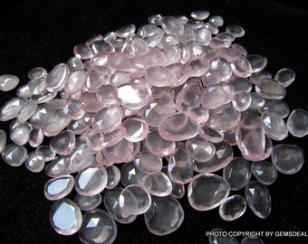 Lotto di pietre preziose di quarzo rosa taglio rosa da 25 carati (da 11x15 a 13 x 18 mm)