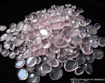 25 carat ROSE Quartz Rosecut flat gemstone, AAA+ free size apprxo..(11x15 to 13x18 mm) lot, Rose Quartz Faceted Rosecut Uneven Flat Gemstone