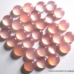 10 pcs 3mm to 6mm Pink Chalcedony Cabochon Round Gemstone, Pink Chalcedony Round Cabochon Gemstone, Pink Chalcedony Cabochon Round Gemstone
