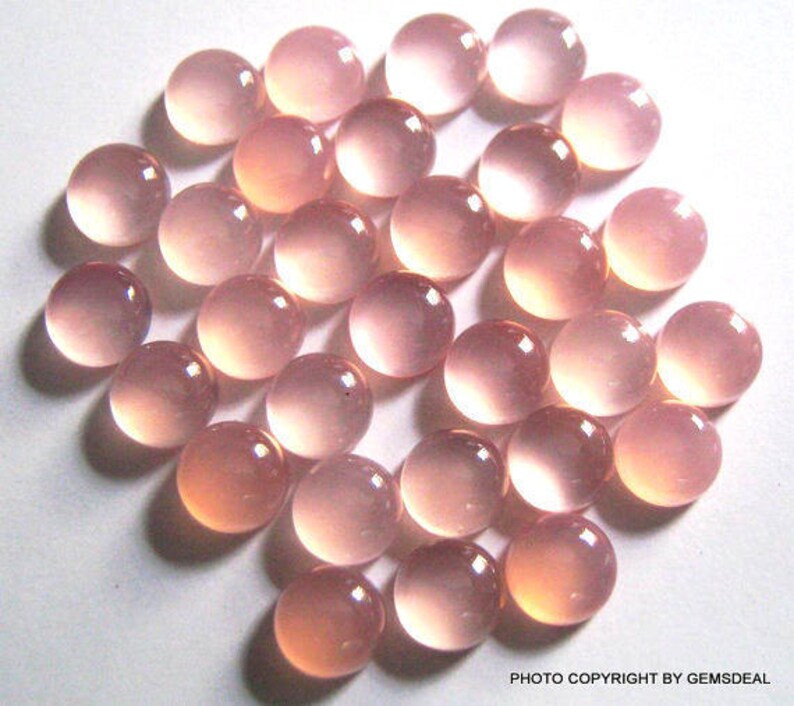 10 pcs 3mm to 6mm Pink Chalcedony Cabochon Round Gemstone, Pink Chalcedony Round Cabochon Gemstone, Pink Chalcedony Cabochon Round Gemstone
