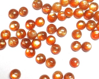 10 AAA Sunstone Cabochons: Natural Orange Gemstone (4mm)