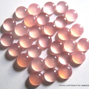 10 pcs 3mm to 6mm Pink Chalcedony Cabochon Round Gemstone, Pink Chalcedony Round Cabochon Gemstone, Pink Chalcedony Cabochon Round Gemstone