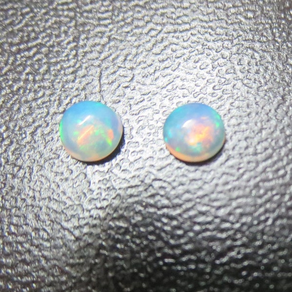 2 pieces 6mm Ethiopian Opal Cabochon Round Loose Gemstone, Ethiopian Opal Cabochon AAA quality have lots of gorgeous beautiful rainbow color