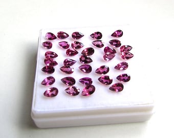 AAA Pink Tourmaline Pear Faceted Gemstones (3x5mm)