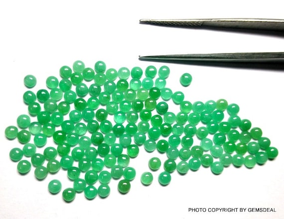 10 Natural Emerald Cabochons: 3mm Round Green Gemstones