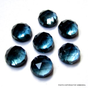 1 pieces 7mm London Blue Topaz RoseCut Cabochon Round Gemstone, London Blue Topaz Rosecut Round Cabochon Gemstone, Cabochon Rosecut Round