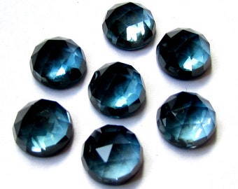 1 pieces 7mm London Blue Topaz RoseCut Cabochon Round Gemstone, London Blue Topaz Rosecut Round Cabochon Gemstone, Cabochon Rosecut Round