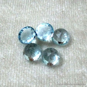10mm Blautopas Rosecut Rund Edelstein, Sky Blue Topas Rund Rose Cut Cabochon AAA Qualität Flach Edelstein