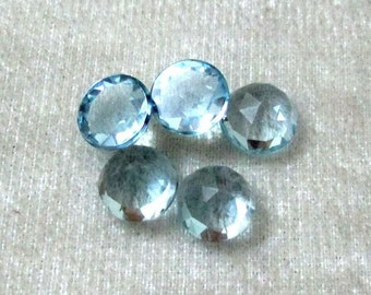 10mm Blue Topaz Rosecut Round Gemstone, Sky Blue Topaz Round Rose Cut Cabochon AAA Quality Flat Gemstone