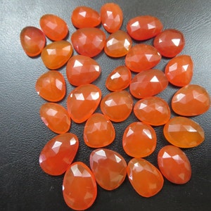 50 carat CARNELIAN Rosecut Uneven Cabochon Faceted Flat Gemstone, size approx..(11x15mm to 15x20mm), Carnelian Uneven Rosecut Cabochon Gems