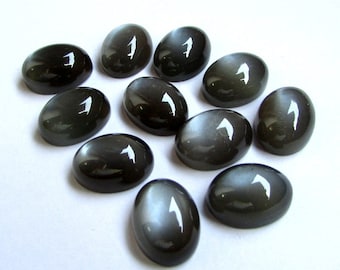 AAA Gray Moonstone Cabochon: Oval Loose Gemstone (12x16mm)