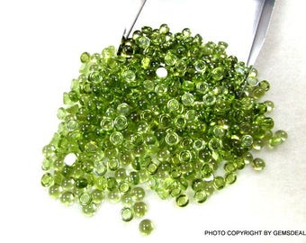 25 AAA Peridot Cabochons: 4mm Round Flat Back Gemstones