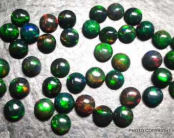 Cabujón de ópalo negro etíope AAA de 5 mm: piedra preciosa suelta redonda