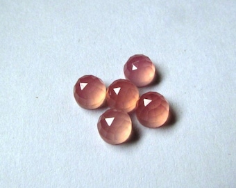 10 piedras preciosas de calcedonia rosa AAA: corte rosa redondo de 6 mm