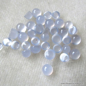 5 pieces each 5 mm 6 mm Natural Blue Chalcedony Round cabochon Gemstone, have lots of gorgeous beautiful Blue Chalcedony Cabochon Round image 2