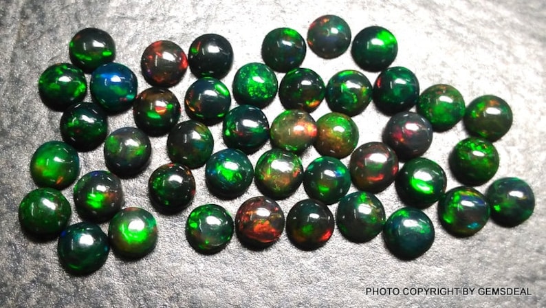 10 Piece 4mm Black Opal Cabochon Round Gemstone, Black Opal Round Cabochon, Ethiopian Black Opal Cabochon, Black Opal Round Cabochon