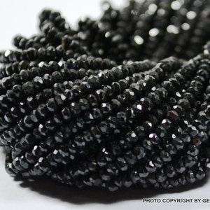 Black Spinel Faceted Rondelle Beads: AAA Grade Gemstone Strand (2.5mm-3mm)