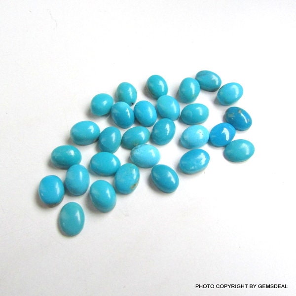 10 pieces 6x8mm Turquoise Cabochon Oval Gemstone,  NATURAL Arizona Turquoise Oval Cabochon Gemstone