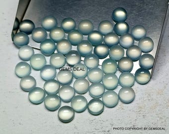 Aqua Chalcedony Cabochon: AAA Grade Round Gemstones (6mm, 7mm, 8mm)