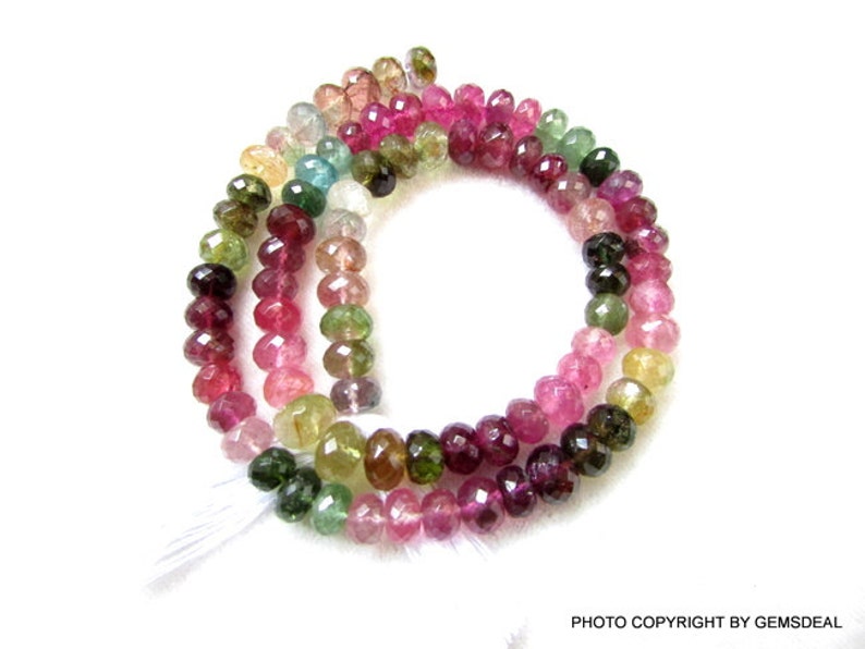 Faceted Tourmaline, AAA Quality Tourmaline Faceted Rondelle Beads Multi Tourmaline Rondelle Beads Watermelon Toumaline Beads 7mm Approx.