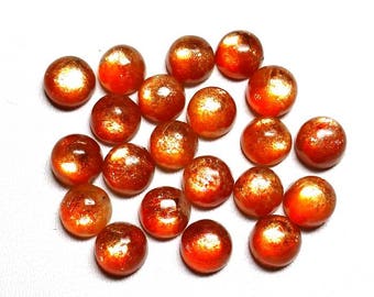 10 AAA Sunstone Cabochons: 5mm Round Orange Gemstones