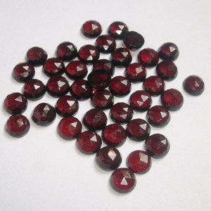 6mm Red Garnet Rosecut Cabochon Round Gemstone, Red Garnet Round Rosecut faceted gemstone, Red Garnet Cabochon Rosecut Flat Gemsrone
