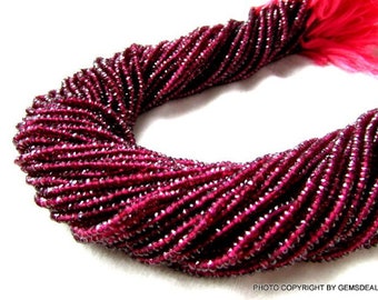 Rhodolite Garnet Rondelle Beads: AAA Pinkish Red Faceted Gemstone, 3mm-3.5mm, 13 Inch Strand