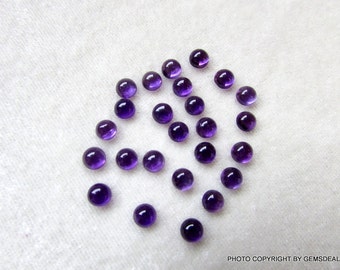 25 cabujones de amatista AAA: piedras preciosas sueltas redondas de 4 mm
