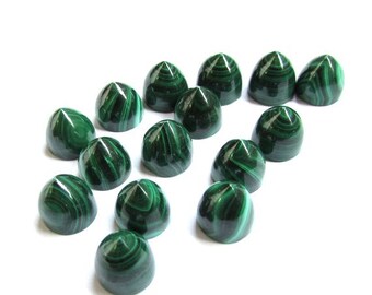 1 pieces 8x8mm Malachite Cabochon Bullet Shape gemstone, Malachite Bullet Cabochon Gemstone, Malachite bullet Shape Cabochon Gemstone