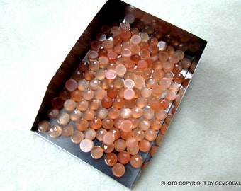 10 Peach Moonstone Rosecut Gemstones: AAA Grade, 6mm Round Cabochons
