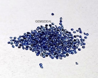AAA Blue Sapphire Faceted Round Gemstone: 1mm or 1.25mm (10 pcs)