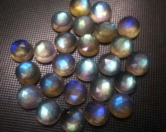 5 cabujones de labradorita talla rosa AAA: brillo gris azulado verdoso, 8 mm