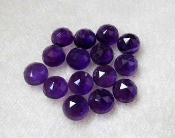 1 pieces 8mm Amethyst Rosecut Faceted Round Gemstone, Amethyst Round Rose cut Faceted Gemstone, Amethyst Faceted Rose cut Round Gemstone